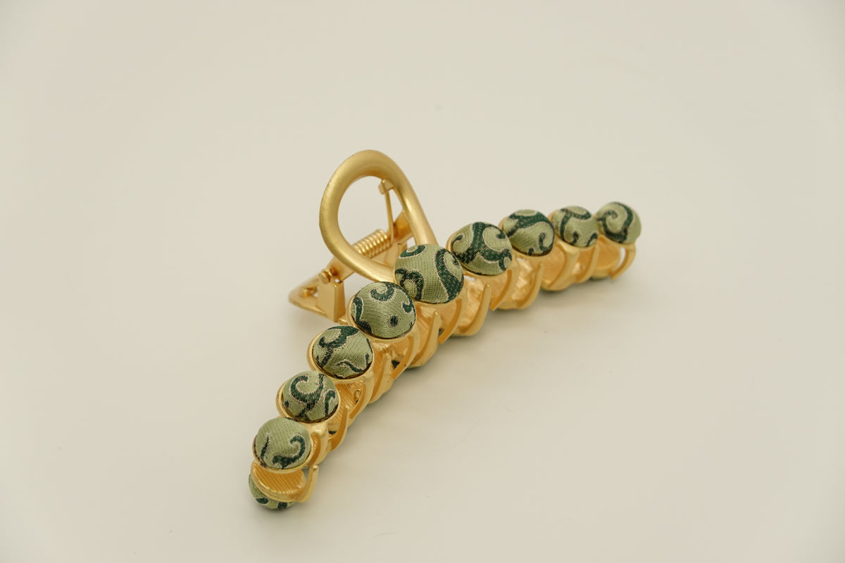 Large Dot Silk Hairclip Claw Clip