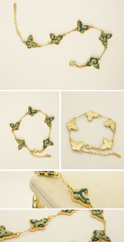 Green silk butterfly bracelet photo collage