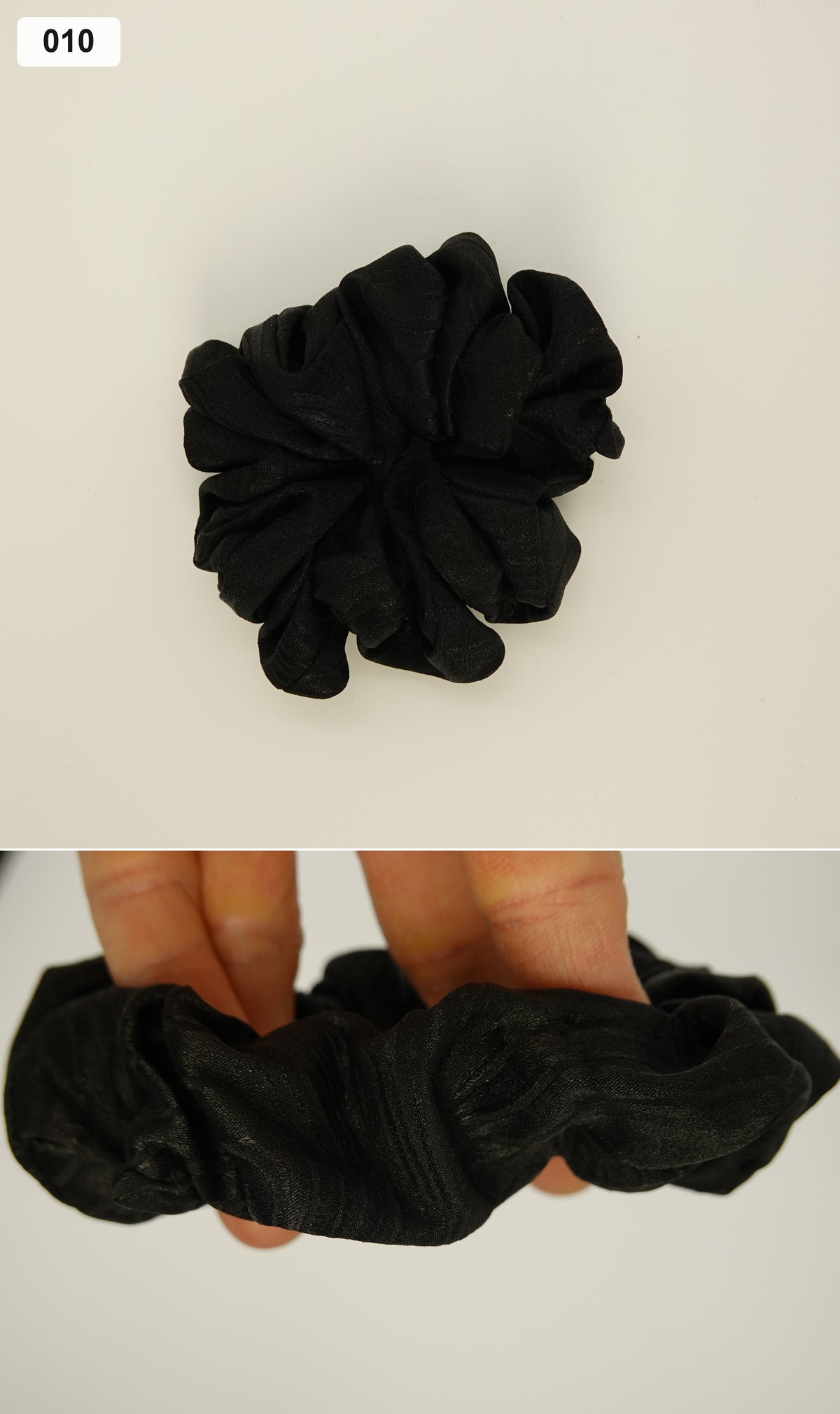 Black silk scrunchie collage, 010