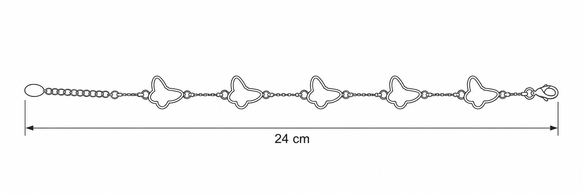 24 cm line drawing of the butterfly silk bracelet