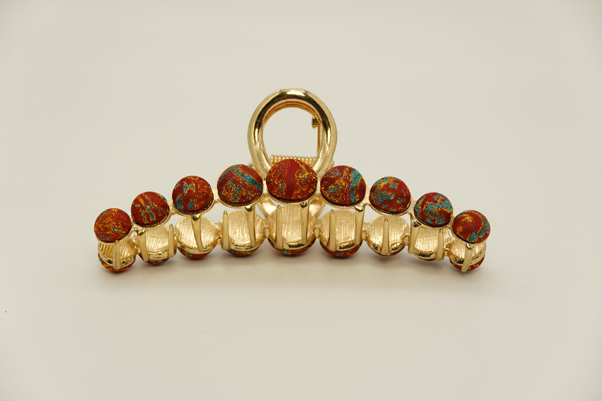Large Dot Silk Hairclip Claw Clip