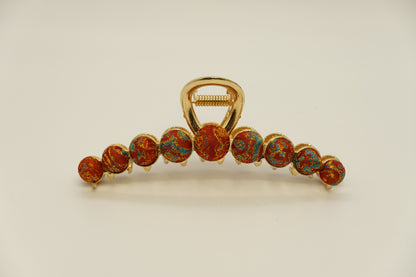 Large Dot Silk Hairclip Claw Clip