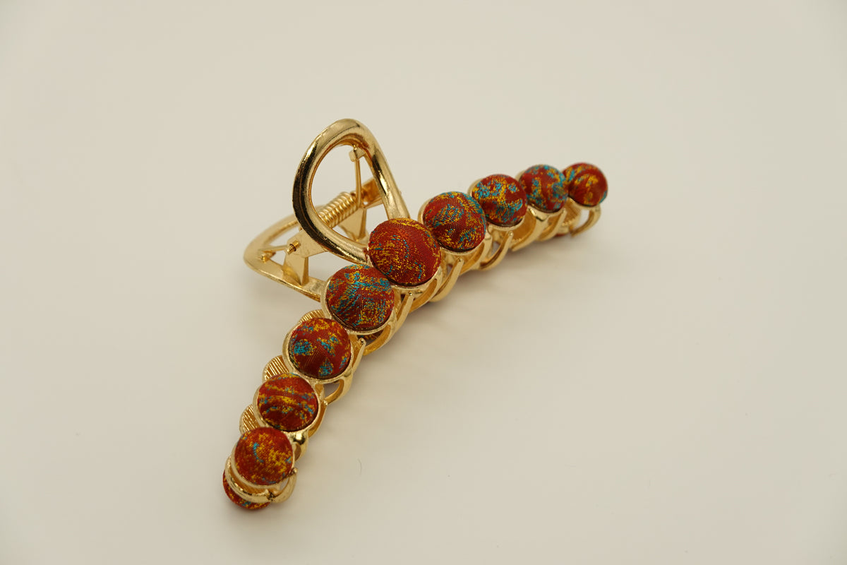 Large Dot Silk Hairclip Claw Clip