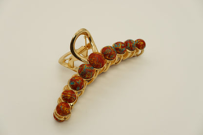 Large Dot Silk Hairclip Claw Clip