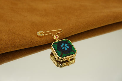Silk Photo Locket Brooch