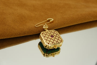Silk Photo Locket Brooch