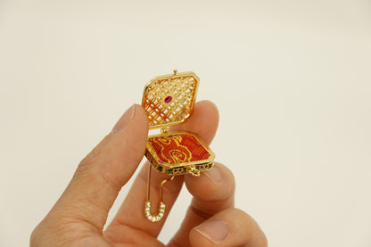 Silk Photo Locket Brooch