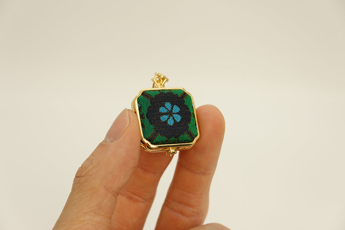 Silk Photo Locket Brooch