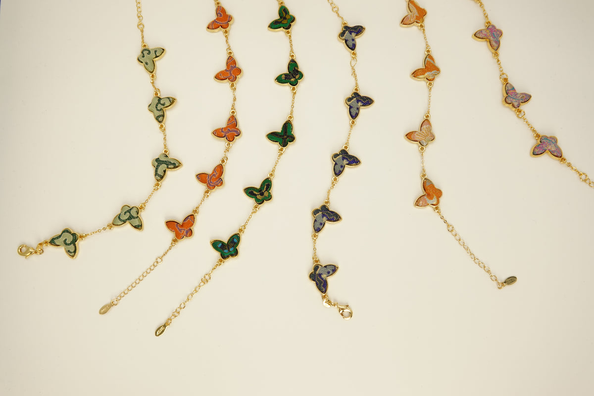 Silk butterfly bracelets in several colors