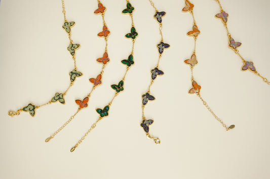 Silk butterfly bracelets in several colors