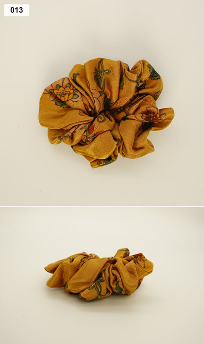 Mustard paisley silk scrunchie collage, 013