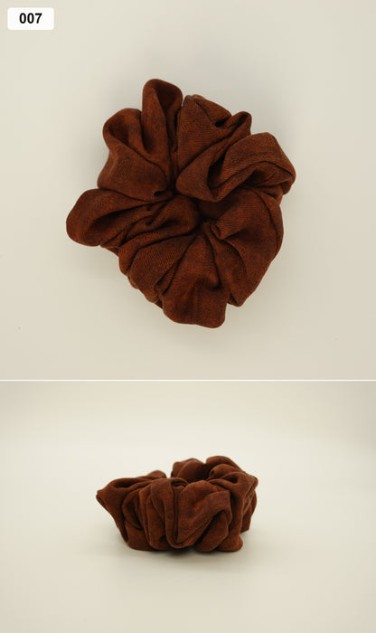 Rust brown silk scrunchie collage, 007