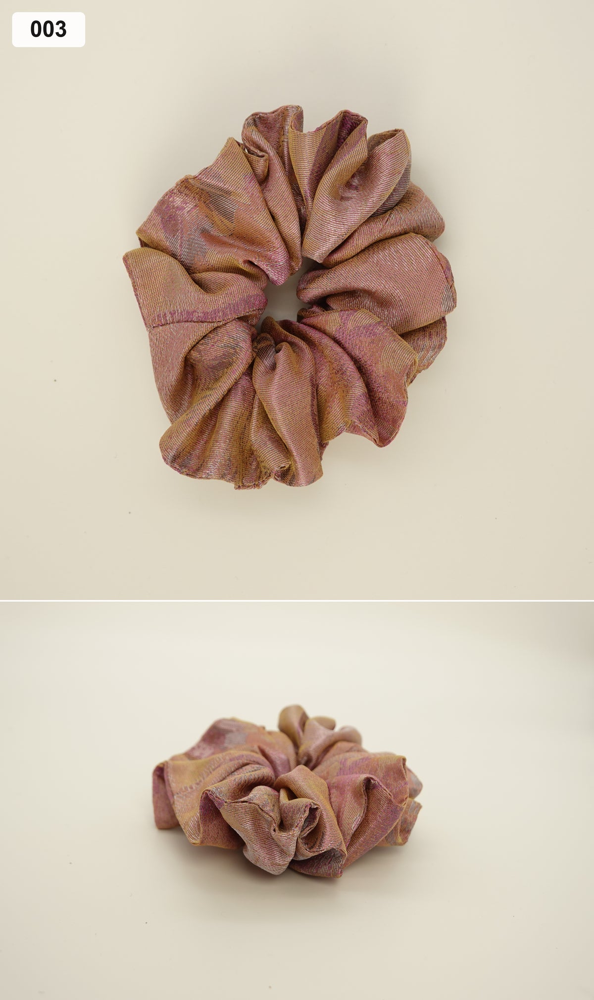 Soft pink silk scrunchie collage, 003