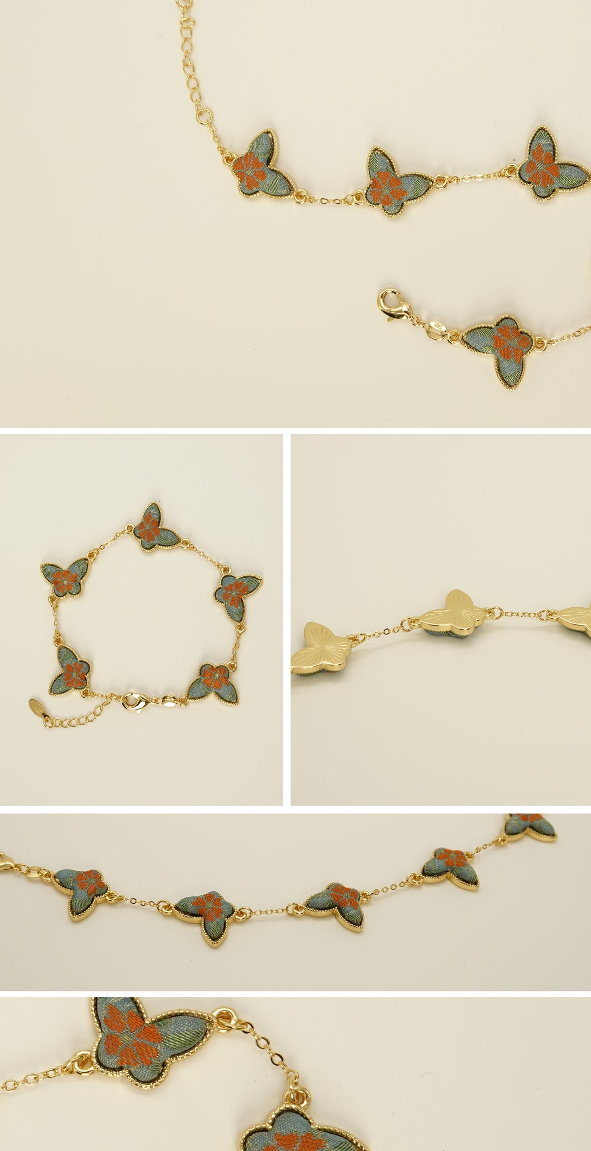 Light blue silk butterfly bracelet
