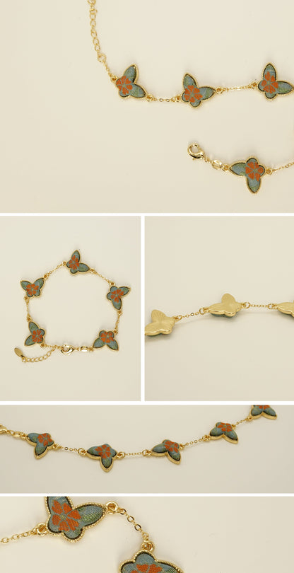 Light blue silk butterfly bracelet